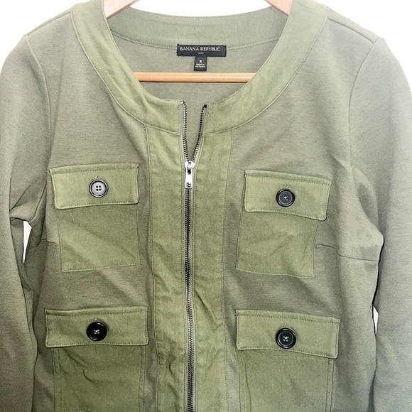Banana Republic Olive Green Utility Zip Up Business Casual Jacket - Picture 2 of 9